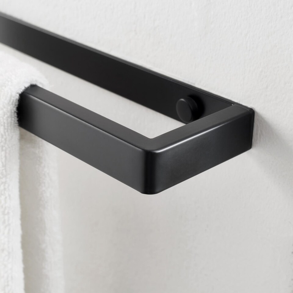 image 1 of House of Home Wall Mounted Black Towel Holder 40cm Rectangle Rail