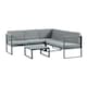 image 1 of Chester Grey Modern Metal Garden Furniture 5 Seat Corner Sofa and Coffee Table Patio Set