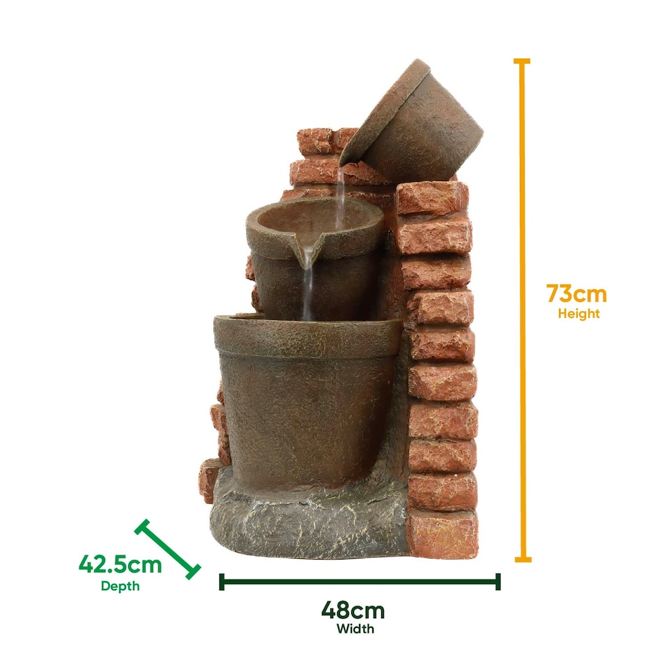 image 1 of Gardenwize Solar Corner Brick Wall Water Feature and Fountain Outdoor