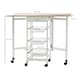 image 3 of HOMCOM Drop-Leaf Kitchen Trolley w/ 3 Baskets, Drawer, 6 Wheels, White