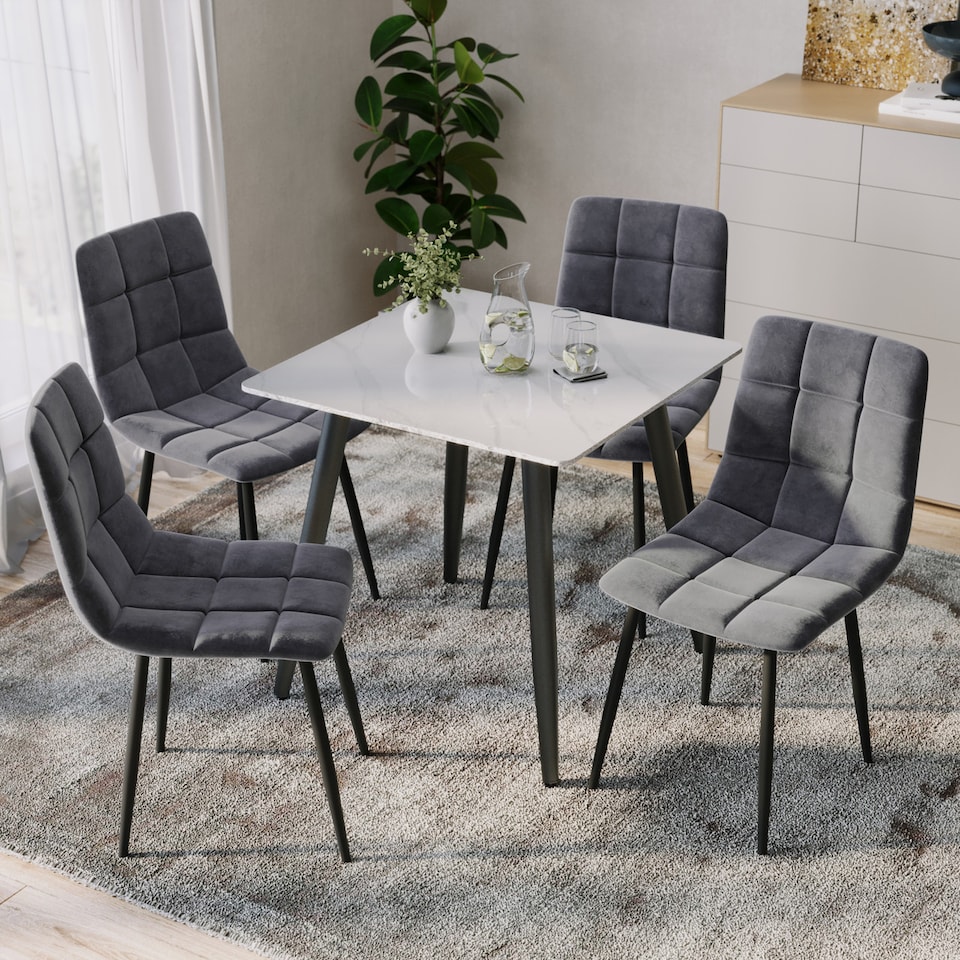 image 1 of 80cm Square Sintered Stone Top Dining Table | White | 1