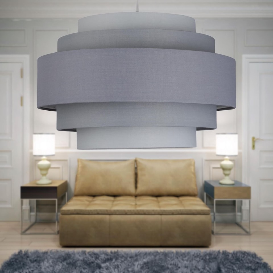 image 1 of Pair of Grey Ombre 5 Tier Light Shades | Grey | Large | 2