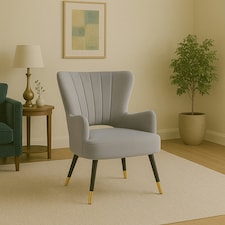 Interiors by Premier Grey Velvet Cut Out Back Chair, Sturdy Support Homebase Chair, Built to Last Velvet Desk Chair