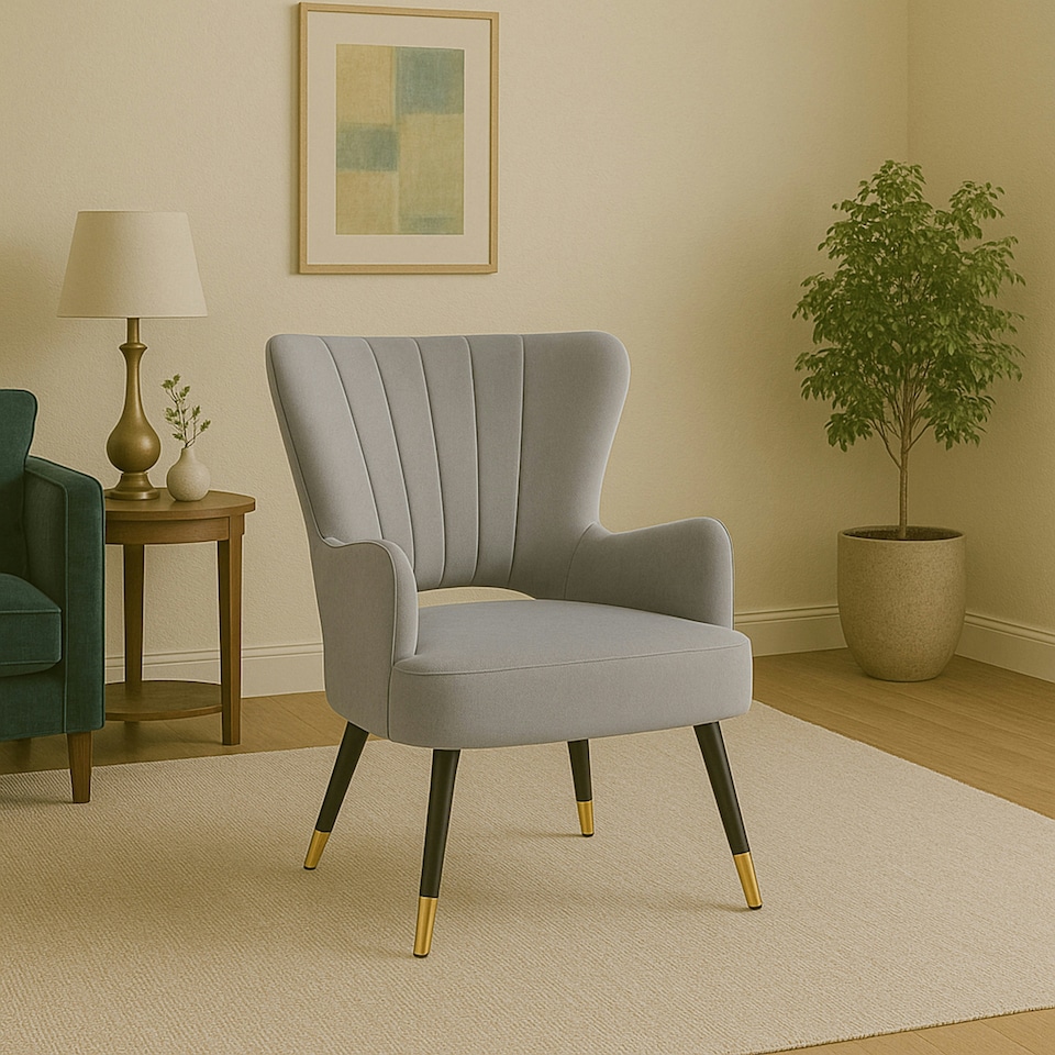 image 1 of Interiors by Premier Grey Velvet Cut Out Back Chair, Sturdy Support Homebase Chair, Built to Last Velvet Desk Chair