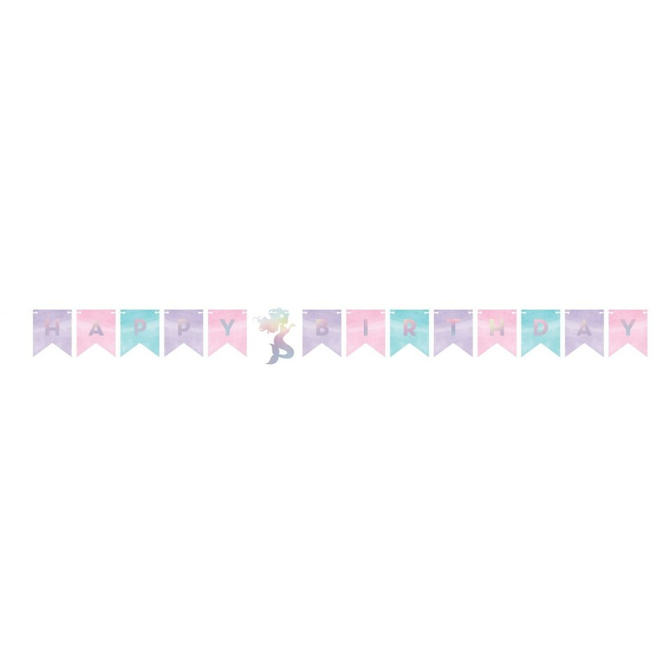 Creative Converting Twine Mermaid Happy Birthday Banner - Pink/Purple/Blue - One Size