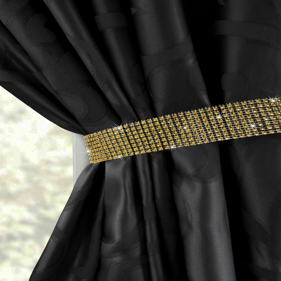 image 1 of Intimates Diamante Strip Curtain Tieback Pair Gold | Gold