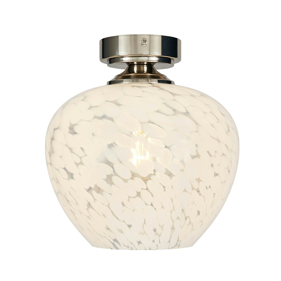 image 1 of BHS Agnes 1 Light Flush Ceiling Light, Nickel | Silver | Nickel | 1