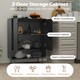 image 4 of COSTWAY Storage Cabinet 2 Door Buffet Sideboard Black Black