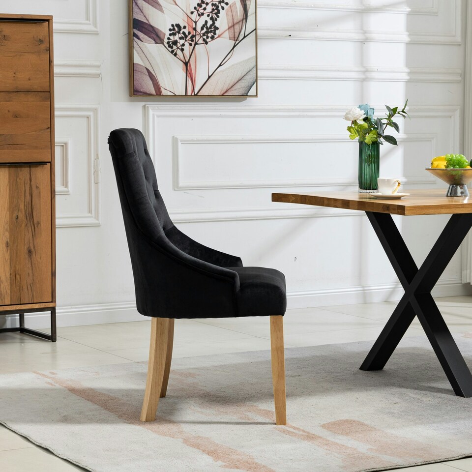 image 1 of Ravenna Velvet Dining Chairs - Set of 2 - Black