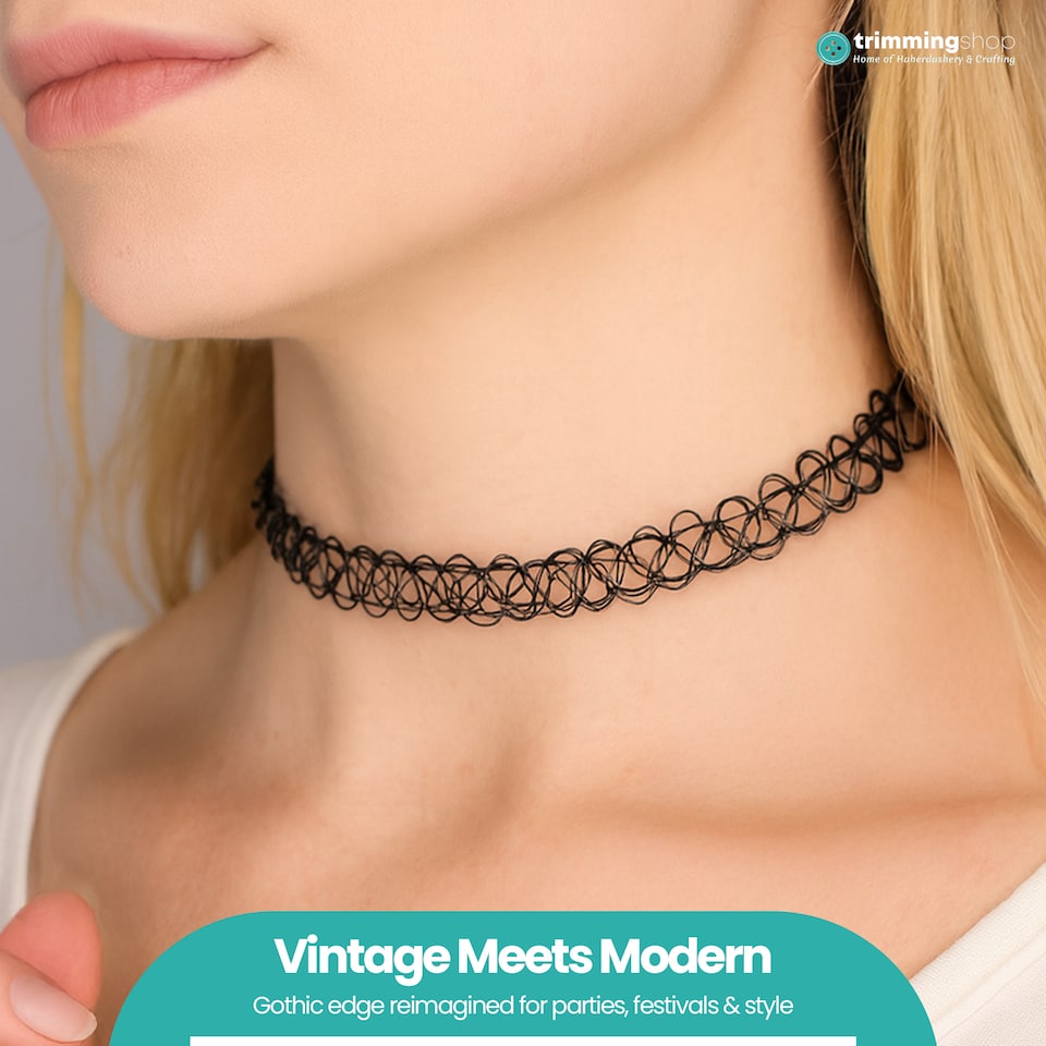 image 1 of 90s Choker Necklace Kit, Stretchable Chokers, Vintage Tattoo Choker Set