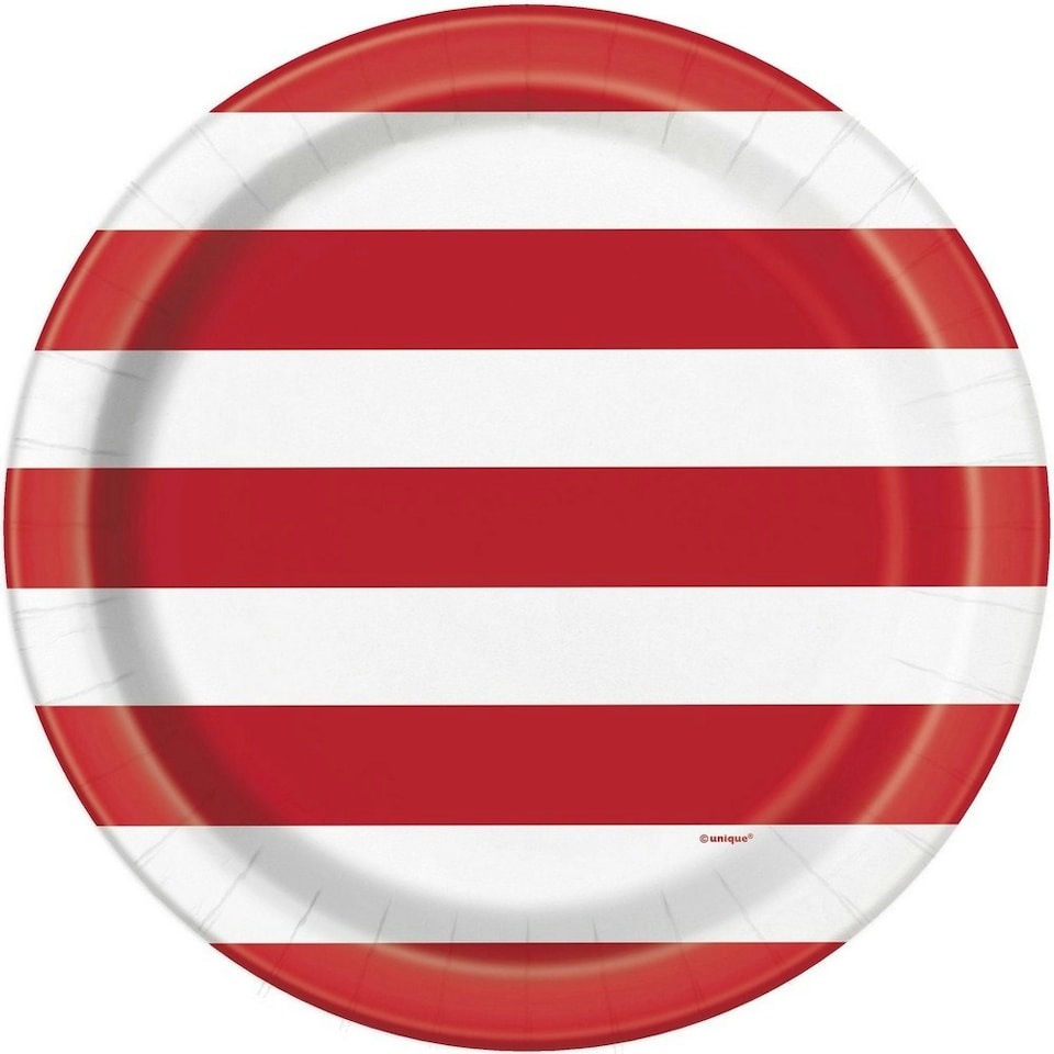 image 1 of Unique Party Stars & Stripes 4th of July Party Plates (Pack of 8) - White/Red - One Size