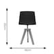 image 3 of ValueLights Jackson Grey Wood Tripod Table Lamp with Black Shade and LED Bulb
