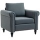 image 6 of HOMCOM Vintage Armchair Fabric Accent Chair with Wood Legs Grey
