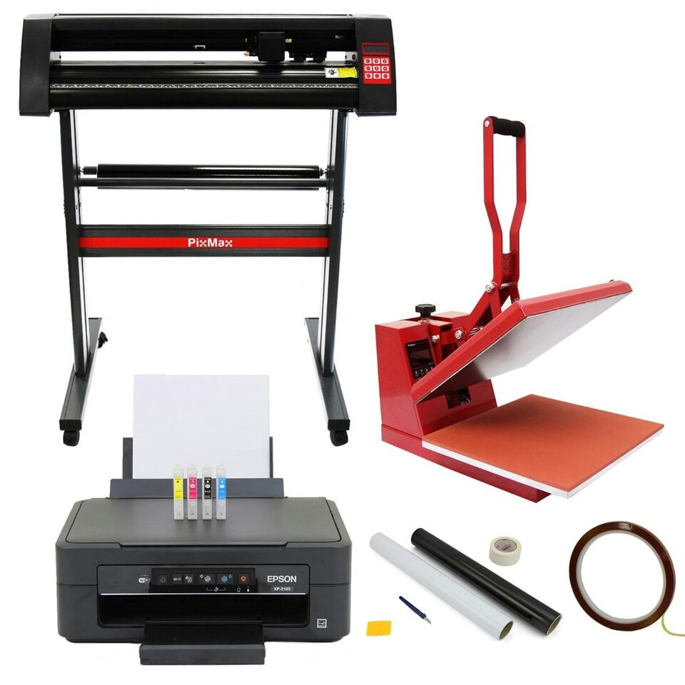 image 1 of 38cm Clam Press, 720mm Vinyl Cutter, Epson Printer & Weeding Kit
