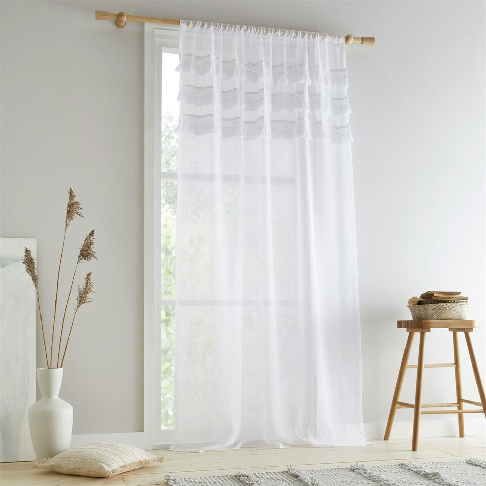 image 1 of Pineapple Elephant Izmir White Tab Top Voile White | 55x72"