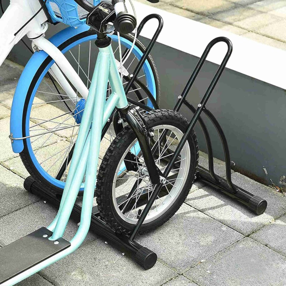 image 1 of Double Heavy Duty Bike Bicycle Floor Parking Stand Holder Storage Rack