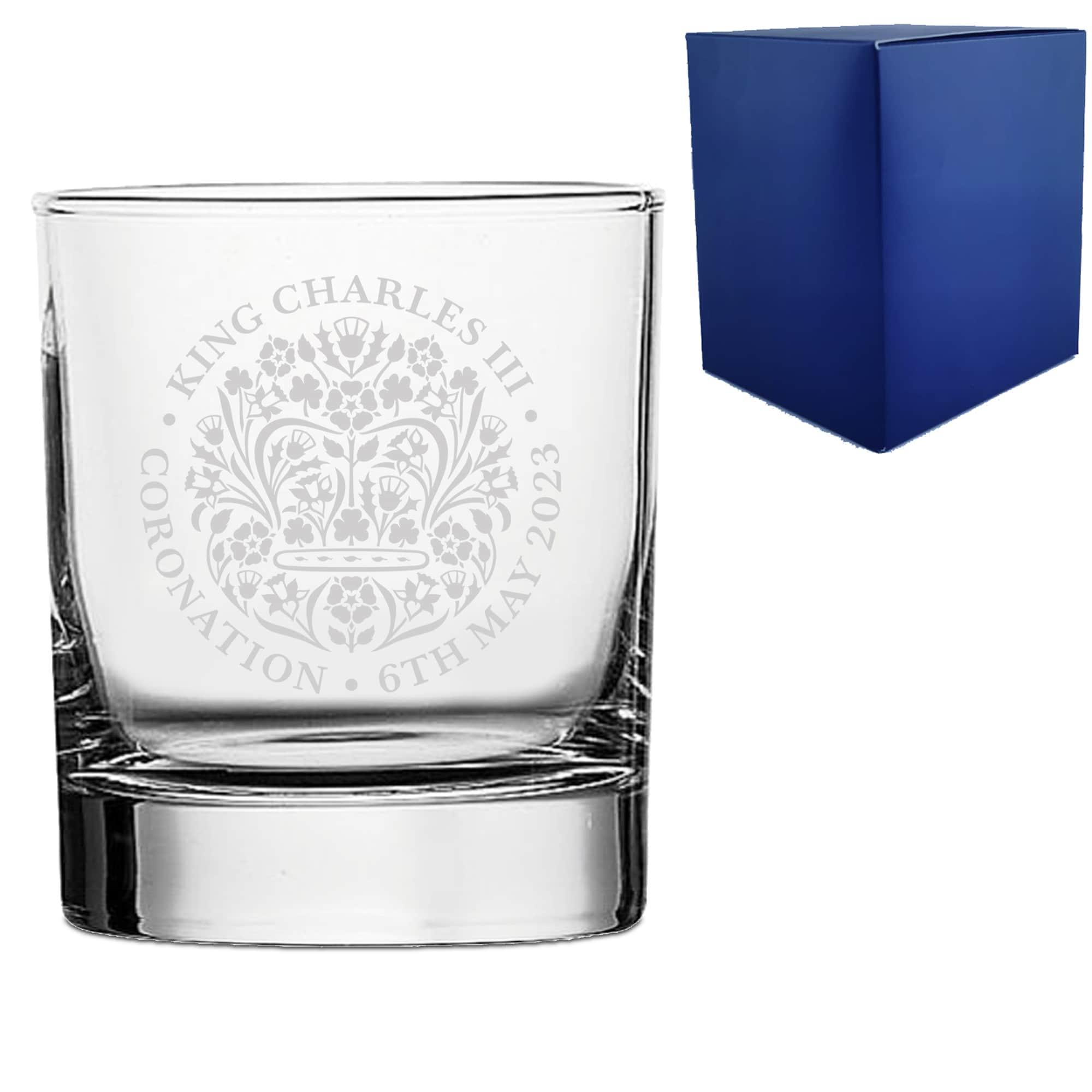 Uniqueful Personalised Commemorative Coronation of the King Whisky Tumbler in Clear