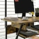 image 8 of HOMCOM Rolling Computer Desk with Keyboard Tray Storage Shelves Rustic Brown