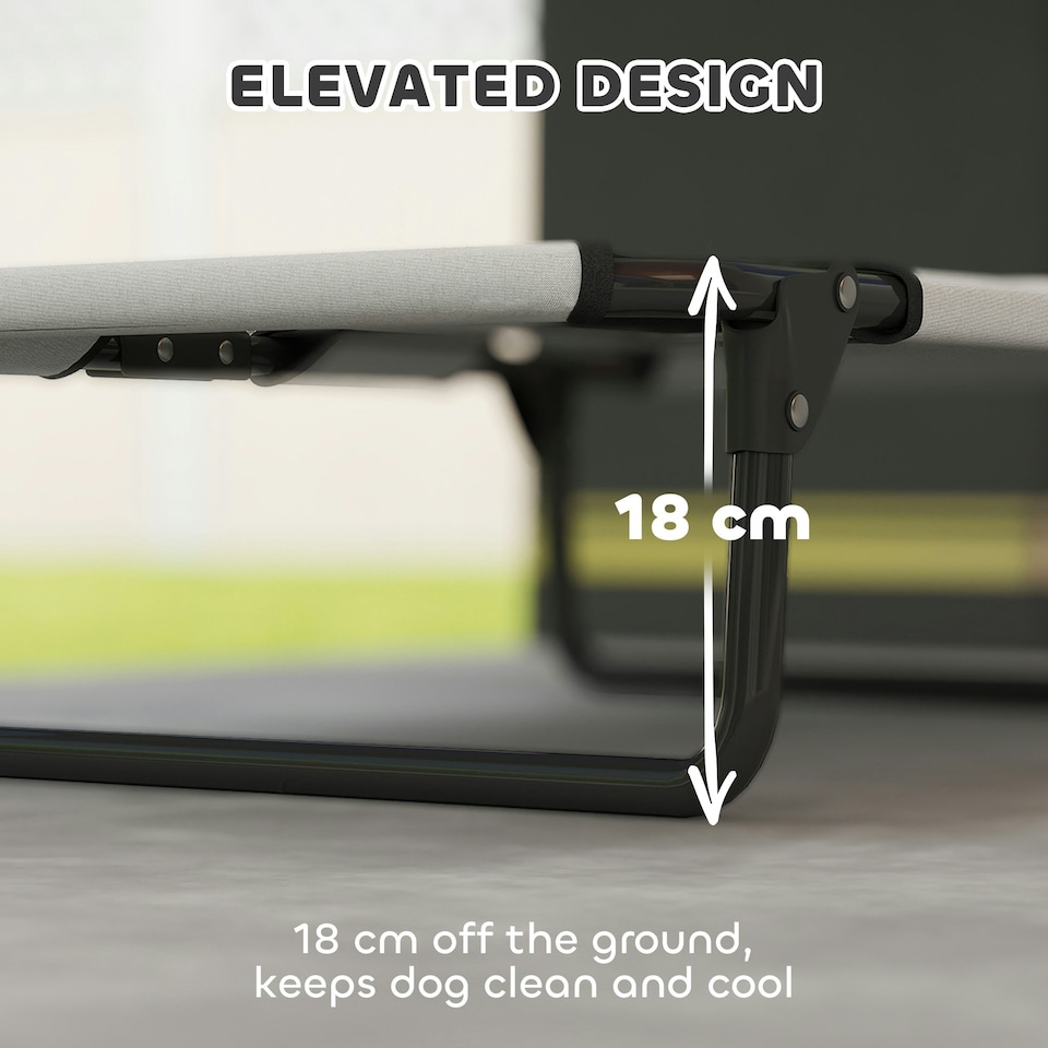 image 1 of PawHut Raised Dog Bed with Breathable Mesh for Large Dogs | Grey | M