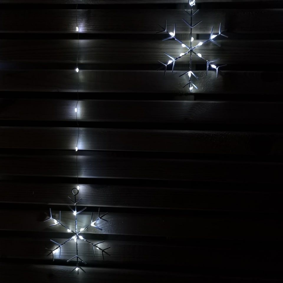 image 1 of 1.2m Battery Operated Snowflake Curtain Christmas Lights with 147 White LEDs