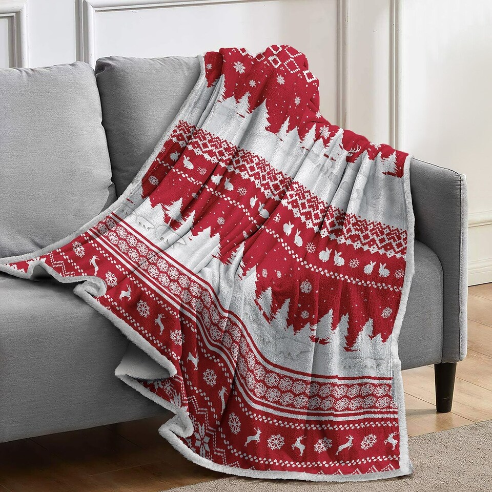 image 1 of Velosso Nordic Sherpa Reverse Blanket Throw