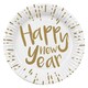 image 1 of Happy New Year White and Gold Biodegradable Round Paper Plates 23cm - Pack of 10