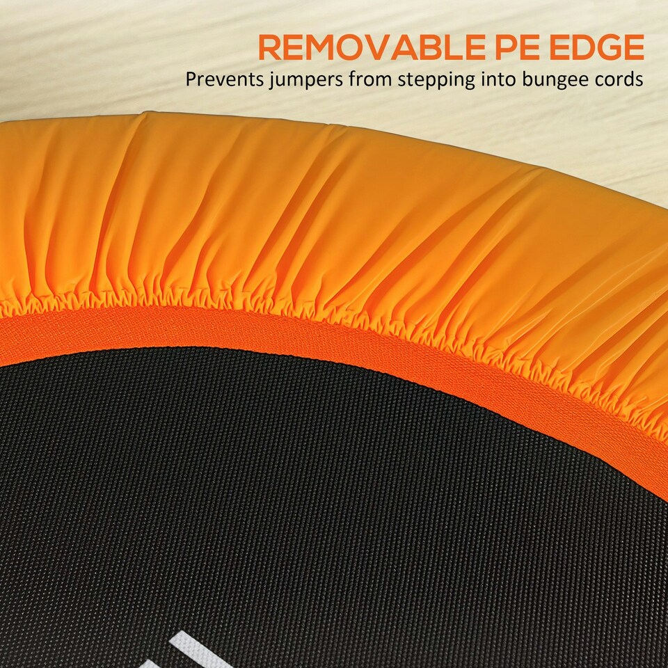 image 1 of HOMCOM 40" Mini Trampoline, Rebounder Jumper w/ Adjustable Handle, Orange