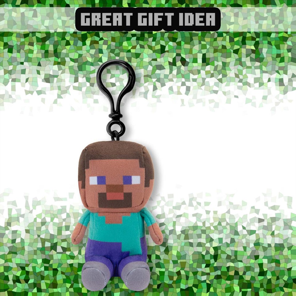 image 1 of PMS Minecraft Steve Soft Toy Clip 13cm x 11.7cm Multicolour