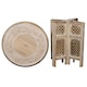image 3 of Antique Effect Round Carved Wooden Bedside Lamp Table Side End Coffee Table Extra Large 54 x 54 x 54 cm | Yellow | Beige