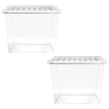 1 x Heavy Duty Multipurpose 80 Litre Home Office Clear Plastic Storage Container With Lid Clear