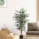 image 2 of HOMCOM Artificial Ficus Tree with Lifelike Leaves and Natural Trunks Green | Green | 7.5ft