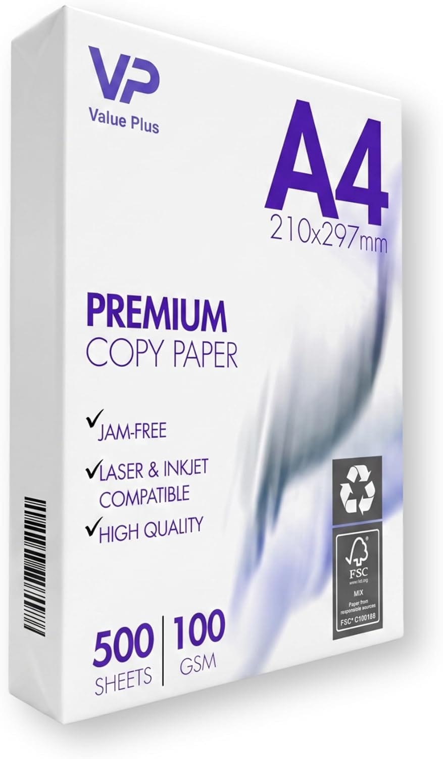Premium A4 Printer Paper 100gsm, 500 Sheets Premium Thick Copy Paper for Laser and Inkjet Printers, Jam-Free Heavy Duty White Office Paper Ream