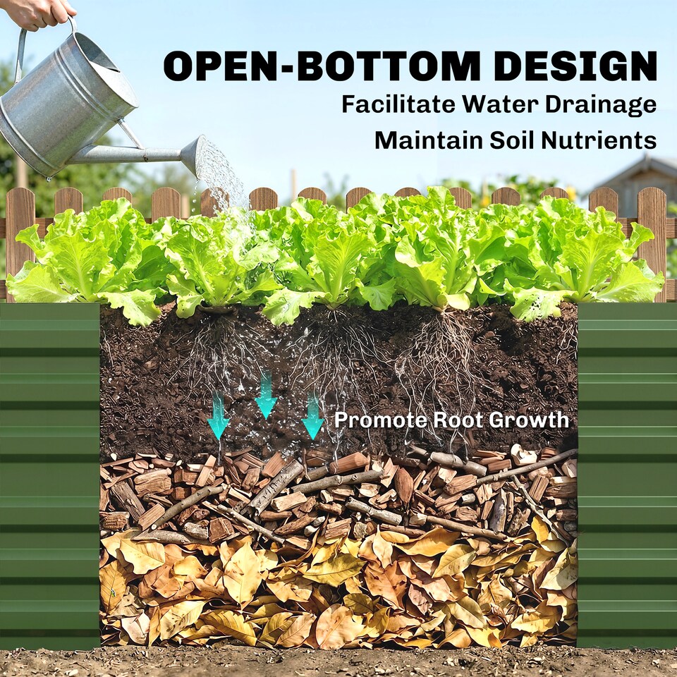 image 1 of (180 x 90 x 59 cm, Green) Outsunny Galvanised Raised Bed for Garden