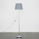 image 1 of ValueLights Charlie Chrome Floor Lamp Grey Taper Shade & Bulb Grey