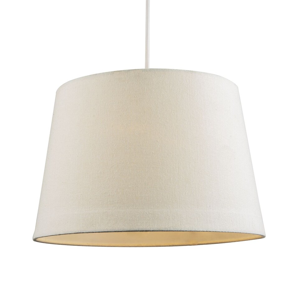 image 1 of Contemporary Off-White Linen Fabric Drum Lampshade with Cotton Inner | White | White | 1