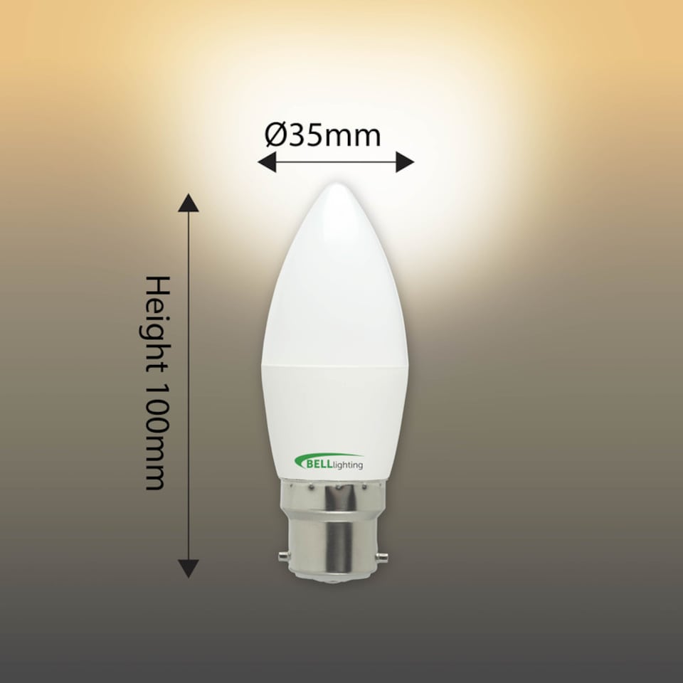 image 1 of BELL Lighting B22 Bayonet Dimmable LED Candle 4.7W Light Bulbs | White | Warm White - 2700K | 3