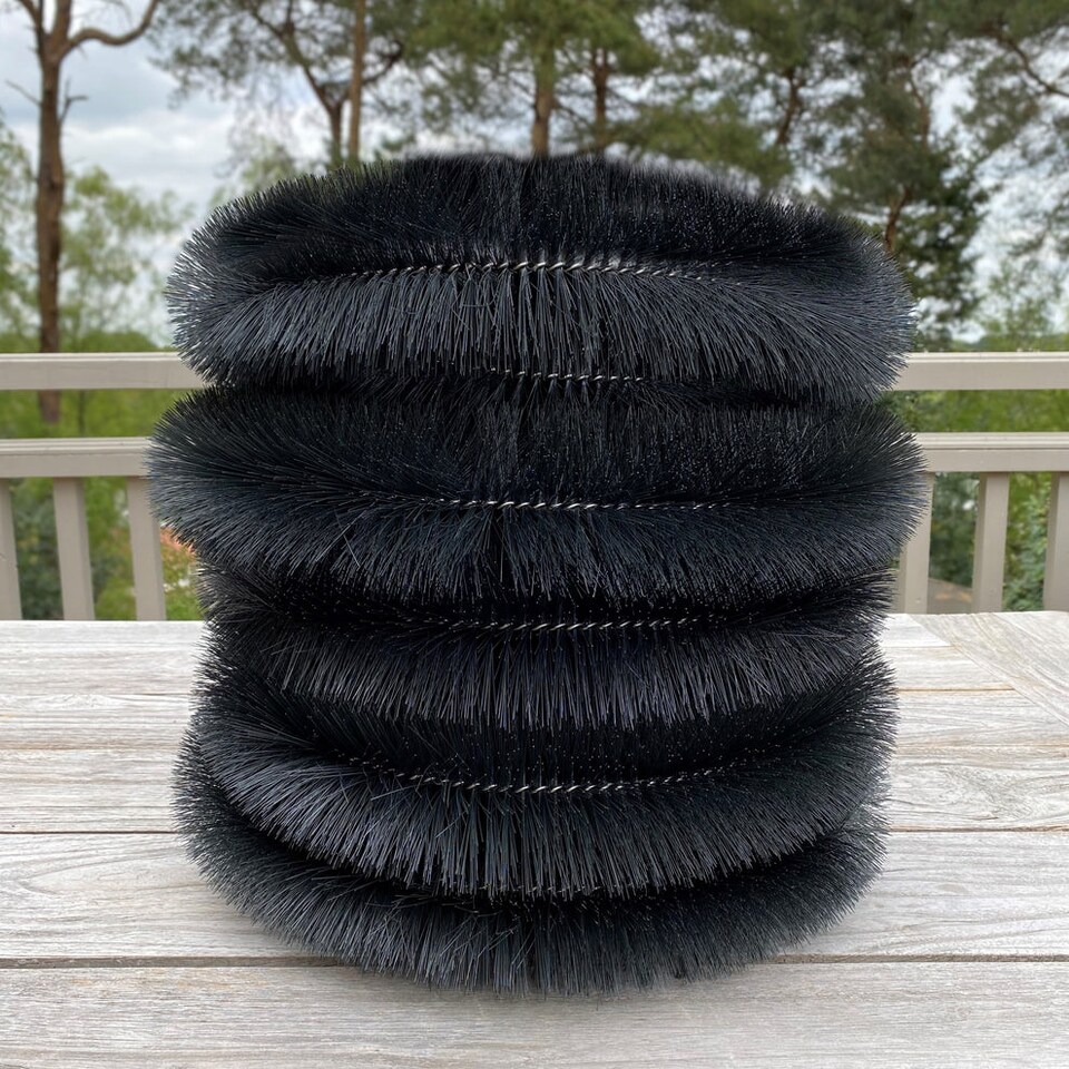 image 1 of 60m Black Gutter Brush Leaf & Moss Guard Protection with Set of 12 Downpipe Plugs