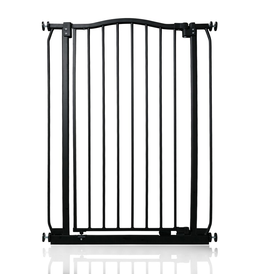 image 1 of Safetots Extra Tall Curved Top Safety Gate, 71cm - 80cm, Matt Black, Extra Tall 100cm in Height, Pressure Fit Stair Gate