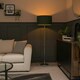 image 2 of ValueLights Silver Floor Lamp with Large Forest Green Shade Green