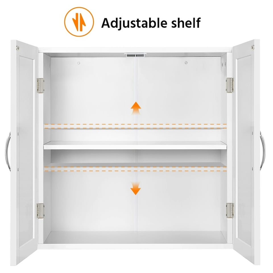 image 1 of Yaheetech Wall Mount Cabinet with Adjustable Shelf | White