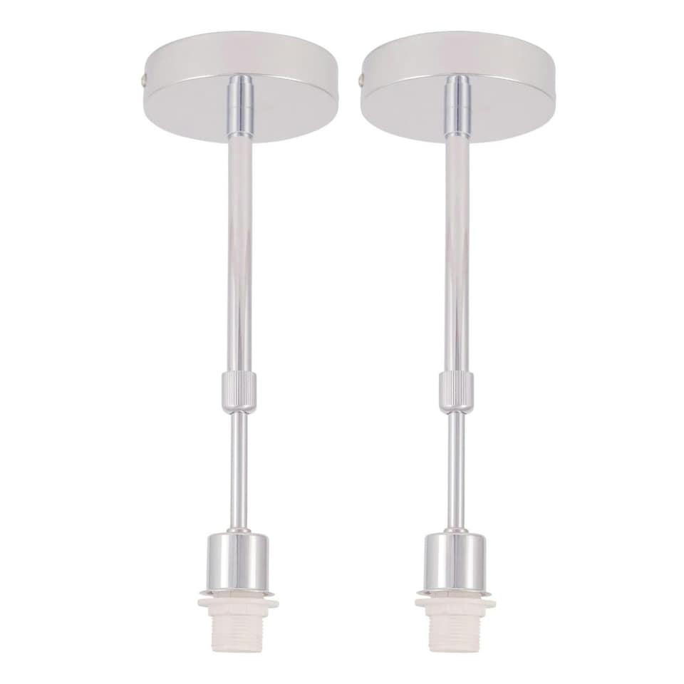 image 1 of First Choice Lighting Set of 2 Staggered 3 Tier Grey Faux Silk Slub Fabric Ceiling Adjustable Flush Shade with Copper Board Inner Chrome | Grey