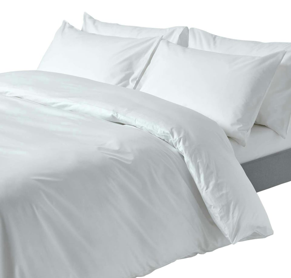 image 1 of Homescapes White Cotton Duvet Cover Set - 200 Thread Count - King Size | White | King