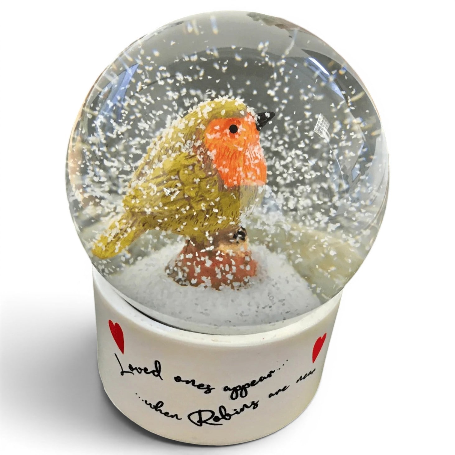 Heaven Sends Loved Ones Robin Snow Globe White 8.5 x 6.5 x 6.5 cm