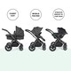 image 4 of Stomp Luxe 12pc Travel System with Stratus i-Size Car Seat & ISOFIX Base, Carrycot, Reversible Seat, Rain Cover & More (Black/Charcoal Grey/Black)