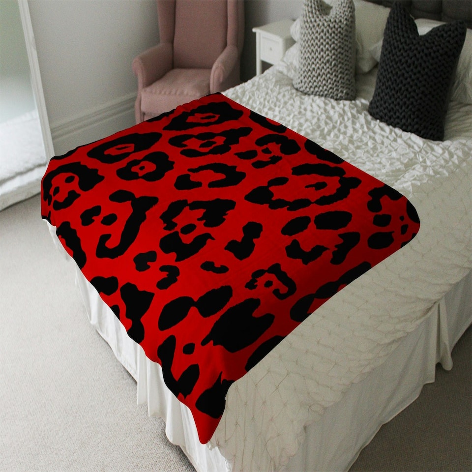 image 1 of Red Leopard Print (Blanket)