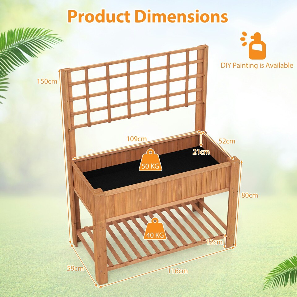 image 1 of COSTWAY Wooden Planter Box Raised Garden Bed Brown Brown