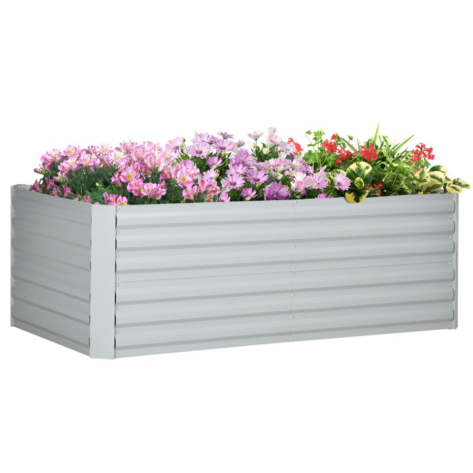 image 1 of Outsunny Galvanised Steel Outdoor Raised Bed w/ Reinforced Rods, Dark Grey