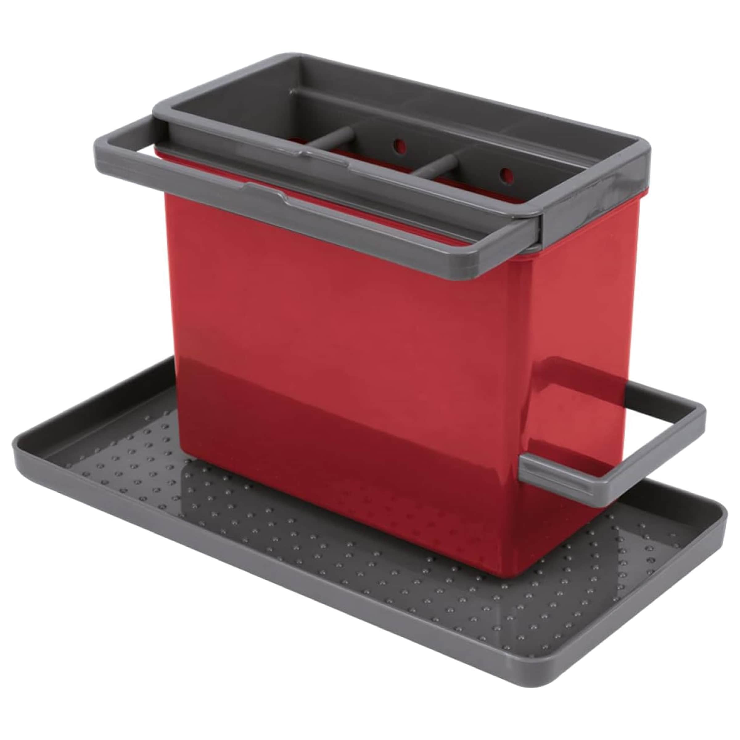 Metaltex Tidy-Tex Kitchen Sink Organiser - Grey/Red