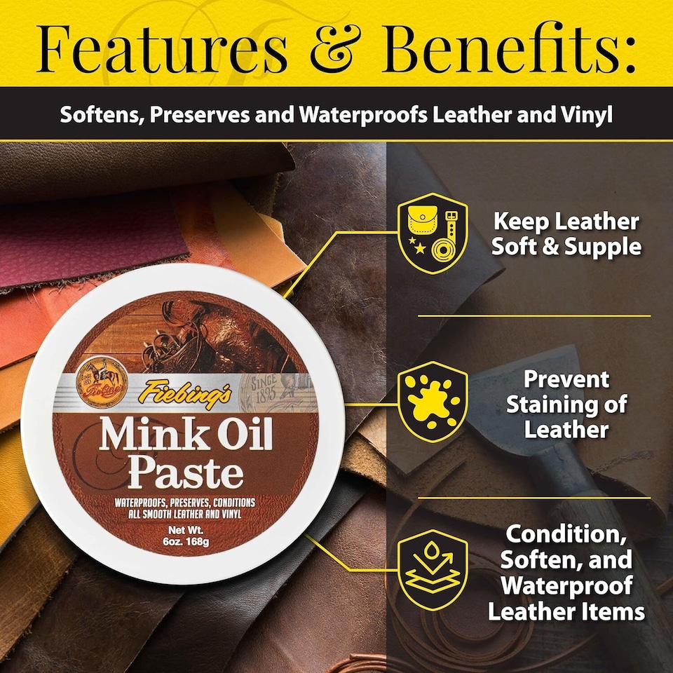 image 1 of Fiebing's Mink Oil Paste - Heavy Duty Waterproofing for Leather 6oz | Clear