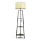 image 3 of ValueLights Hiru Black 3 Tier Shelf Floor Lamp Wicker Shade